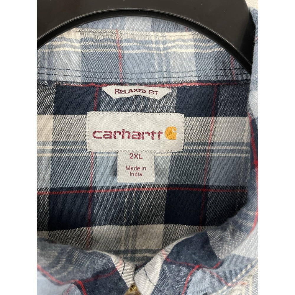CARHARTT Shirt Men 2XL Blue Relaxed Fit Chest Pocket Long Sleeve Cotton Workwear - Picture 4 of 12